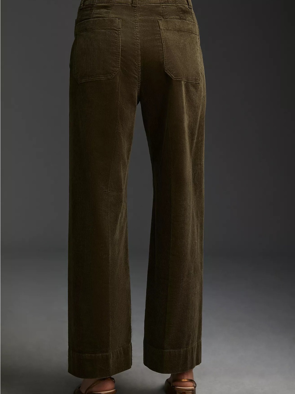 Anthropologie Maeve the Colette Wide-Leg Crop Corduroy Pants in Olive Green 26 - Picture 4 of 8